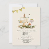 Naturwald Pilze Insekten Kuchen Geburtstag Einladung (Vorderseite)