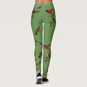 Naturwald Thema Vögel Muster Leggings (Rückseite)