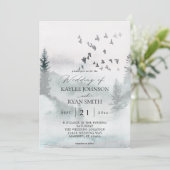 Naturwald & Vogelhochzeit Einladung (Stehend Vorderseite)