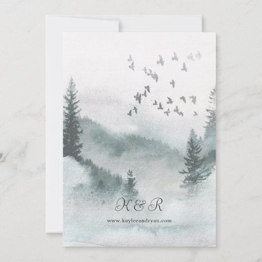 Naturwald & Vogelhochzeit Einladung (Rückseite)