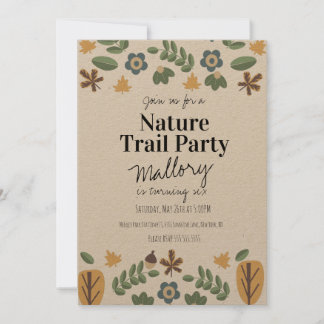 Naturweg Wälder Acorn Geburtstag Rustikal Einladung