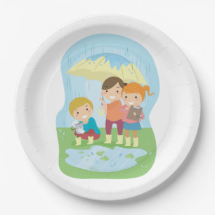 Naturwissenschaft für Kinder im Regen studieren Pappteller