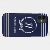 Nauavy Blue Beach Küste Mit Monogramm Case-Mate iPhone Hülle (Rückseite (Horizontal))