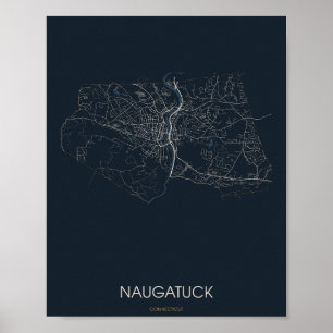 Naugatuck Connecticut Straßenkarte Poster (Nacht) 