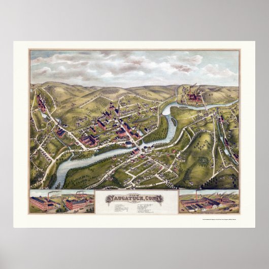 Naugatuck, CT Panoramic Map - 1877 Poster (Vorne)