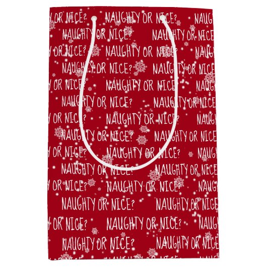 NAUGHTER ODER SCHÖNER Text auf Rot Mittlere Geschenktüte (Vorderseite)