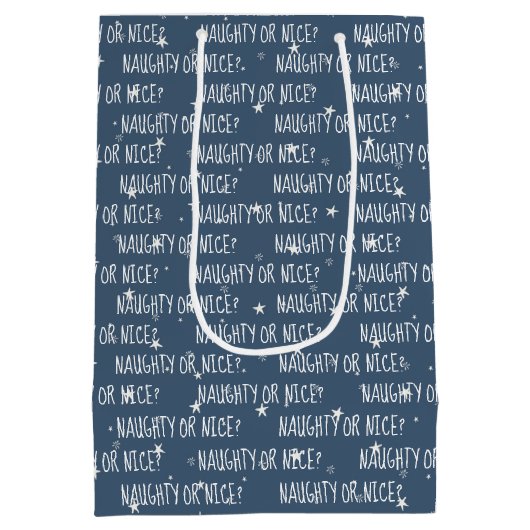 NAUGHTER ODER SCHÖNER Text auf Sternen Mittlere Geschenktüte (Rückseite)