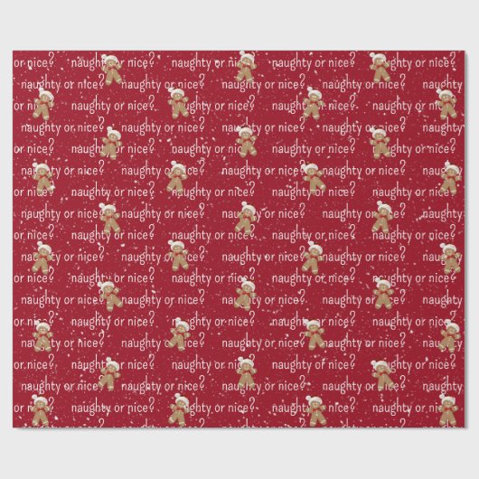 NAUGHTER ODER SCHÖNER Text mit Lebkuchenmann Geschenkpapier (Flach)