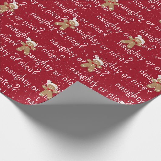 NAUGHTER ODER SCHÖNER Text mit Lebkuchenmann Geschenkpapier (Ecke)