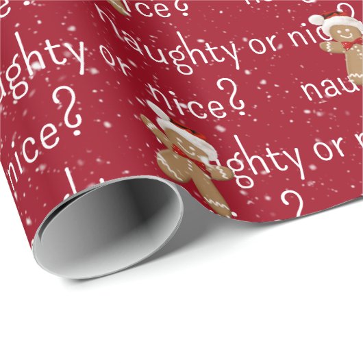 NAUGHTER ODER SCHÖNER Text mit Lebkuchenmann Geschenkpapier (Rolleneckpunkt)