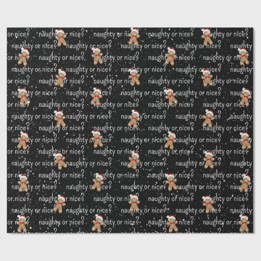 NAUGHTER ODER SCHÖNER Text mit Lebkuchenmann Geschenkpapier (Flach)