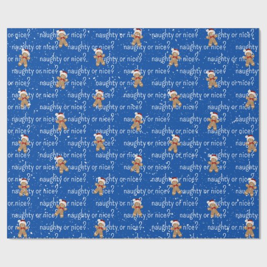 NAUGHTER ODER SCHÖNER Text mit Lebkuchenmann Geschenkpapier (Flach)