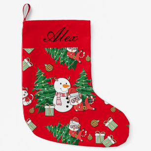 NAUGHTKATZE MIT SCHNEE PERSONALISIERT KLEINER WEIHNACHTSSTRUMPF