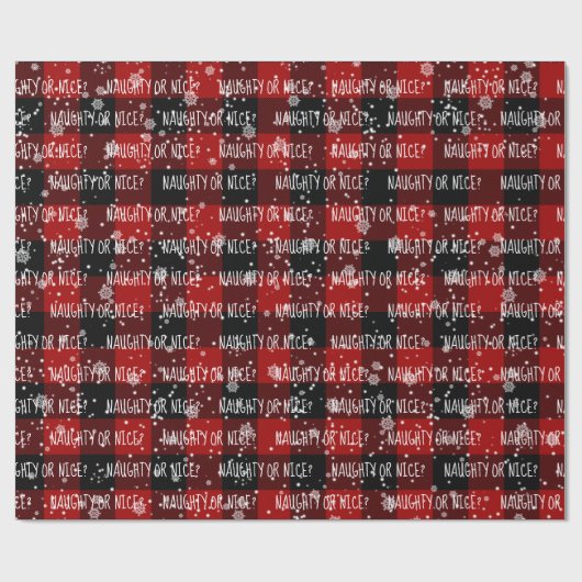 NAUGHTLOS ODER SCHÖN Text und Schneeflocken Geschenkpapier (Flach)