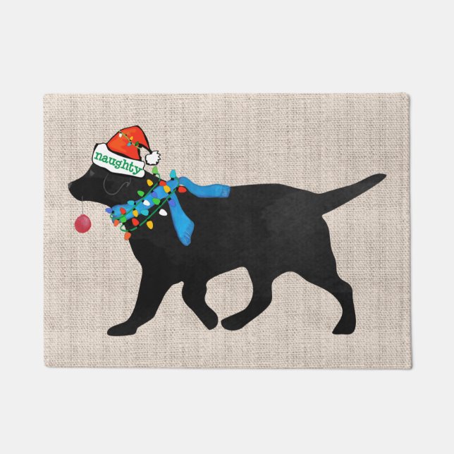 Naughty aber Nice Black Labrador Weihnachten Fußmatte (Vorderseite)