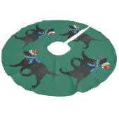 Naughty aber Nice Black Labrador Weihnachten Leinenimitat Weihnachtsbaumdecke (Schrägansicht)