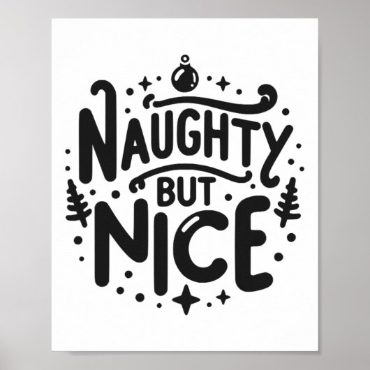 Naughty aber Nice Funny Funny Weihnachten Spaß Poster (Vorne)