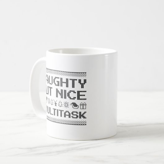 Naughty aber Nice I Multitasking Kaffeetasse (Vorderseite Links)
