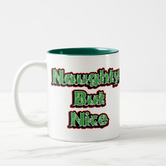 Naughty aber Nice List Weihnachten Zweifarbige Tasse (Links)