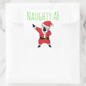 Naughty AF Dabbing Weihnachtsmann Frohe Weihnachte Quadratischer Aufkleber (Tasche)