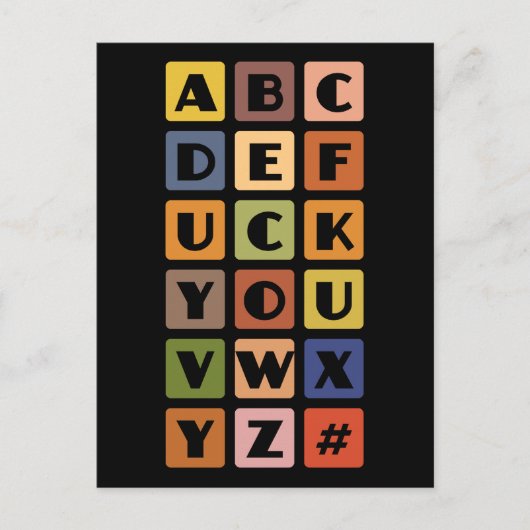 Naughty Alphabets benutzerdefinierte Postkarte (Vorderseite)