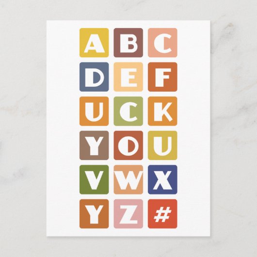 Naughty Alphabets benutzerdefinierte Postkarte (Vorderseite)
