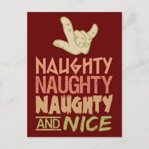 Naughty and Nice Custom Postcard Feiertagspostkarte