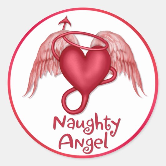 Naughty Angel Runder Aufkleber (Vorderseite)