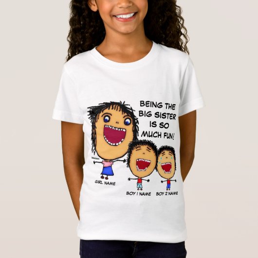Naughty Big Sister Cartoon T-Shirt (Vorderseite)