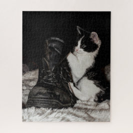 Naughty black and white cat puzzle