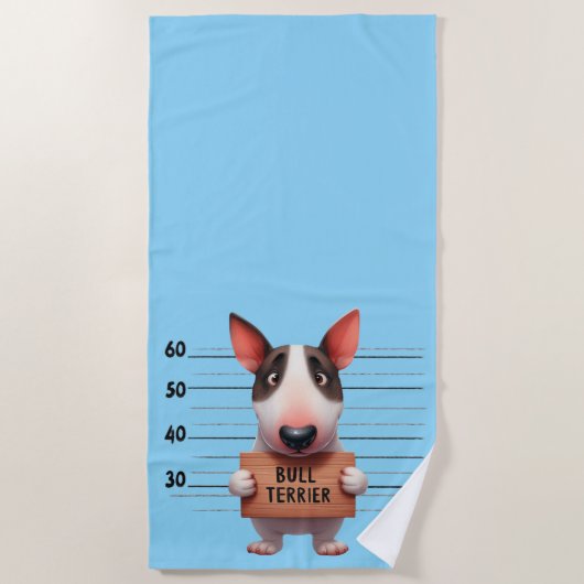 Naughty Bull Terrier Strandtuch (Vorderseite)