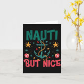 Naughty But Nice Funny Nautical Christmas Pun Joke Karte (Gelbe Blume)