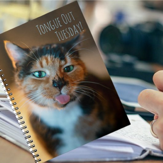 Naughty Calico Cat Tongue Out Notebook Notizblock