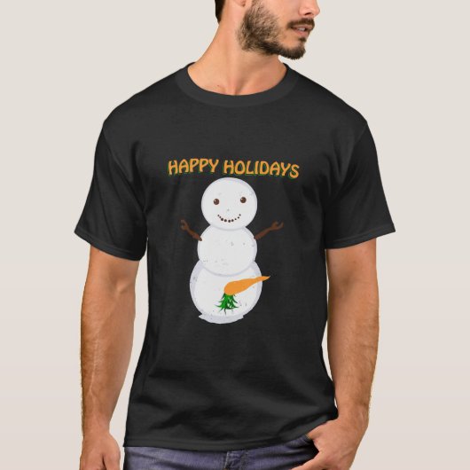 Naughty Carrot Snowman Funny Ugill Weihnachten T-Shirt (Vorderseite)