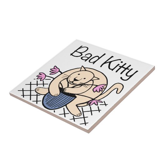 Naughty Cat Cartoon Fliese (Seite)