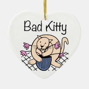 Naughty Cat Cartoon Keramik Ornament