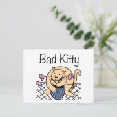 Naughty Cat Cartoon Postkarte (Stehend Vorderseite)