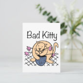 Naughty Cat Cartoon Postkarte (Stehend Vorderseite)