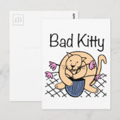 Naughty Cat Cartoon Postkarte (Vorne/Hinten)