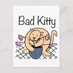 Naughty Cat Cartoon Postkarte
