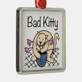 Naughty Cat Cartoon Silbernes Ornament (Rechts)