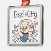 Naughty Cat Cartoon Silbernes Ornament (Links)