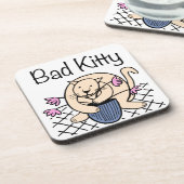 Naughty Cat Cartoon Untersetzer (Linke Seite)