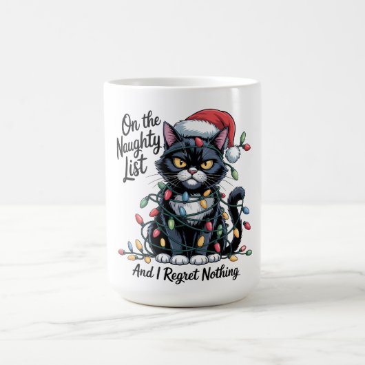 Naughty Cat Christmas Mug – Funny Santa Hat Kaffeetasse (Mittel)