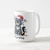 Naughty Cat Christmas Mug – Funny Santa Hat Kaffeetasse (VorderseiteRechts)