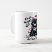 Naughty Cat Christmas Mug – Funny Santa Hat Kaffeetasse (Vorderseite Links)