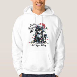 Naughty Cat Christmas T-Shirt – Funny Santa Hat  Hoodie