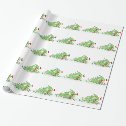 Naughty Cat Christmas Tree Funny Holiday Spaß Geschenkpapier (Ungerollt)