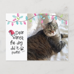 Naughty Cat Funny Lieber Santa Letter Foto Katze N Feiertagspostkarte