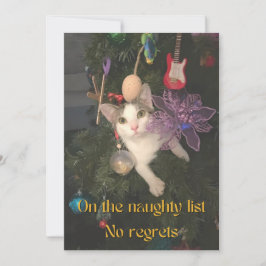 Naughty Cat in Christmas Tree Flat Feiertagskarte